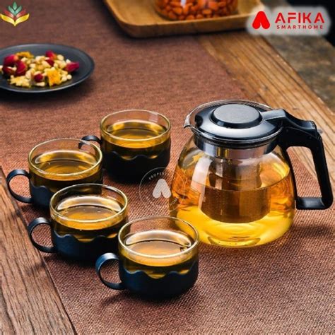 Jual Teko Pitcher Teh Tahan Panas Sarigan Infuser Set Dengan 4 Gelas