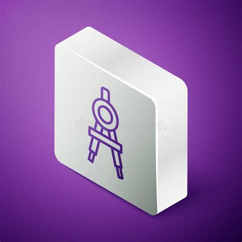 Isometric Line Drawing Compass Icon Isolated On Purple Background