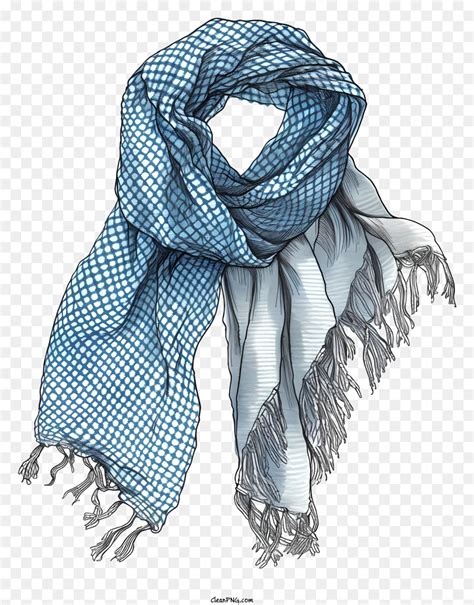 Keffiyeh Lenço Verificado Azul E Branco Lenço Franjas png