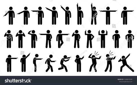 Stick Figures Person Pointing Finger Set Stock Illustration