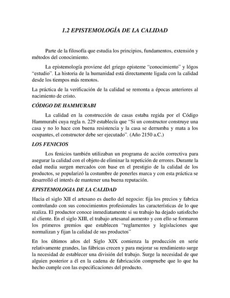 1 2 Epistemología DE LA Calidad 1 EPISTEMOLOGÍA DE LA CALIDAD Parte