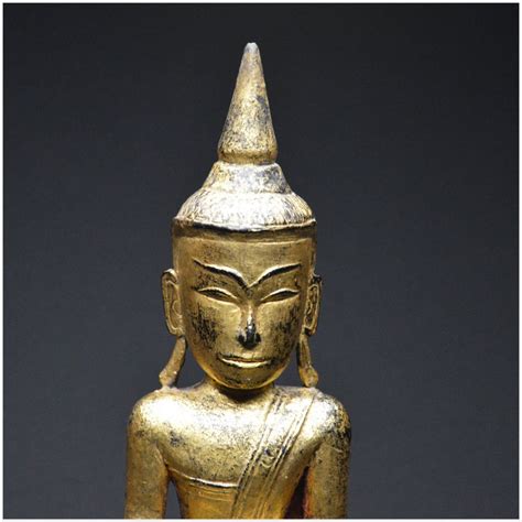 Laos Old Maravijaya Buddha In Lacquered And Gilded Wood Late 18th