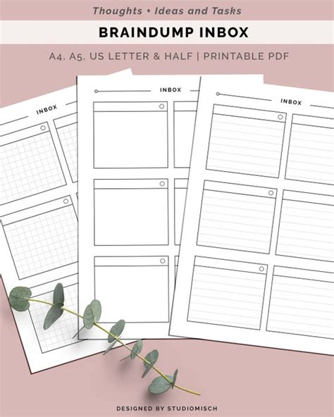 Inbox Dashboard Planner Printable Daily Braindump List Etsy