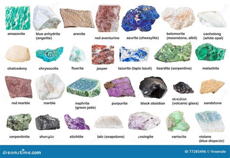 Raw Decorative Gemstones And Minerals With Names Stock Photo | CartoonDealer.com #77285490