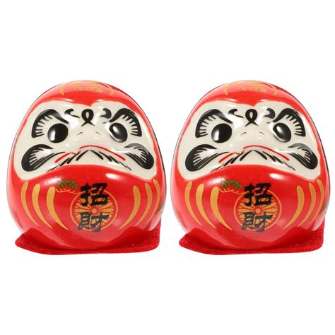 2pcs Mini Japanese Daruma Statue Office Decorative Home Good Adorn