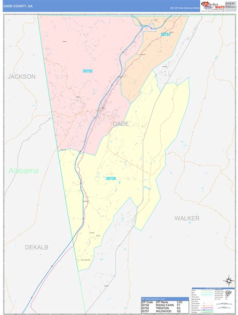 Dade County, GA Wall Map Color Cast Style by MarketMAPS - MapSales