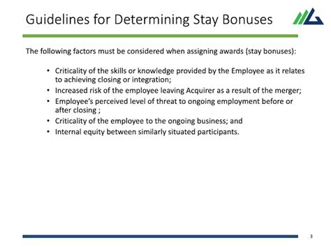 M A Employee Stay Bonus Program Amounts Examples Payout Terms