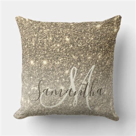 Modern Gold Glitter Sparkles Personalized Name Throw Pillow Zazzle