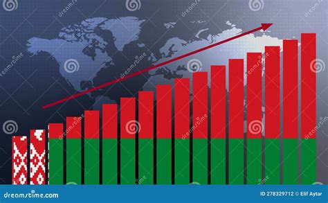 Belarus Flag On Bar Chart Concept With Increasing Values Economic