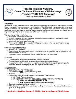 Fillable Online Cms Cerritos Teacher Trac Cte Pathways Cerritos