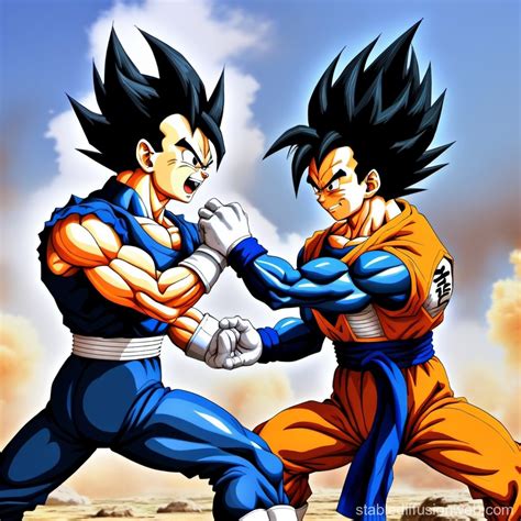 Vegeta Vs Goku Battle Stable Diffusion Online