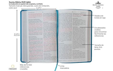 Biblia Reina Valera Letra Grande S Mil Piel Azul Tama O Manual