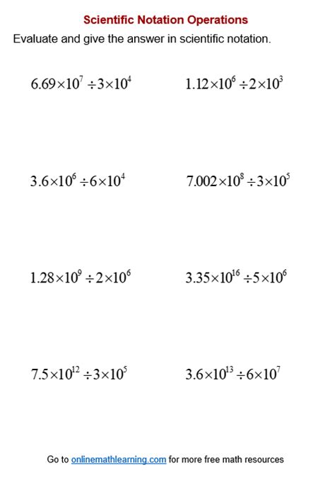 Divide Scientific Notation Worksheets (printable, online, answers ...