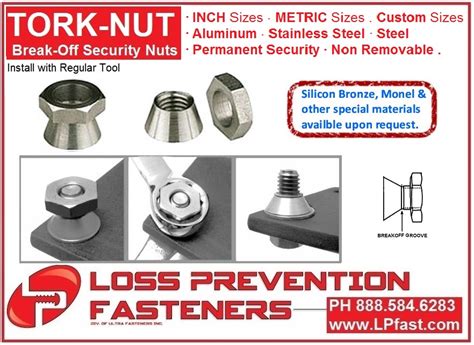 Tork Nut Loss Prevention Fasteners