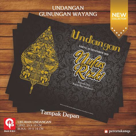 Jual Undangan Pernikahan Tema Gunungan Wayang Merah Bahan Tebal Unik