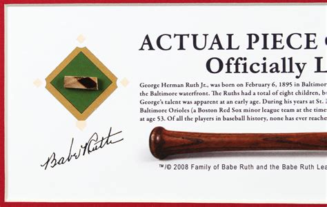 Babe Ruth Yankees X Custom Matted Game Used Baseball Bat Piece