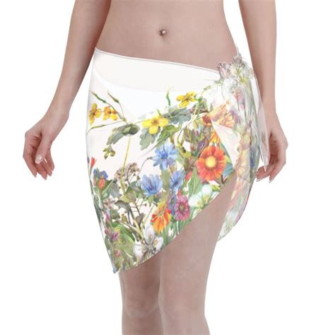 Ocsxa Herbs And Wildflowers Print Sarong Coverups For Women Bathing