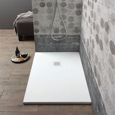 RECEVEUR DE DOUCHE REDUCIBLE 90X70 BLANC EFFET PIERRE MUSE