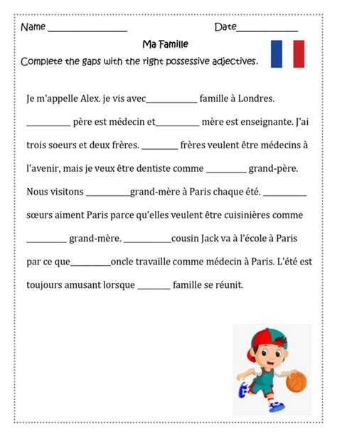 Worksheets On Possessive Adjectives In French