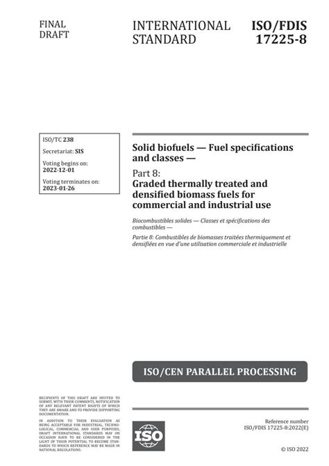 Iso Solid Biofuels Fuel Specifications And Classes Part