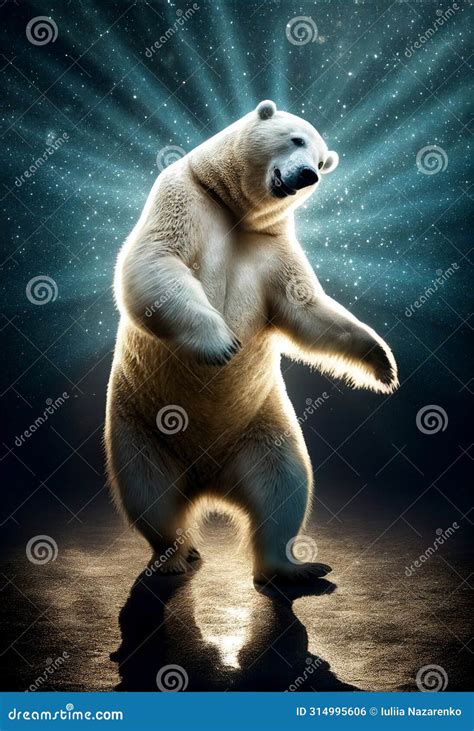 Funny Polar Bear Dancing at the Disco in the Spotlight. AI Generated ...