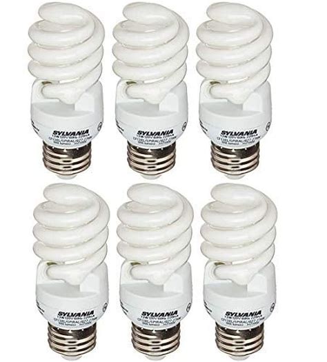 Pack Of 6 Sylvania CFL 2700K 60W Replacement Bulbs Uses Only 13