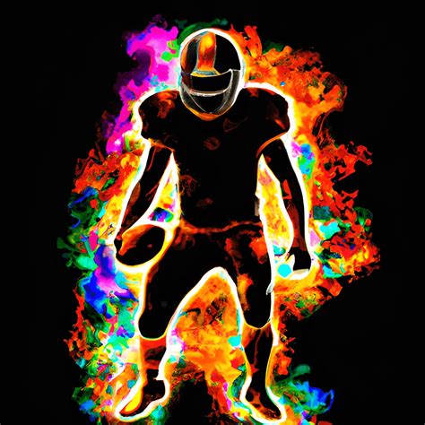 American Football Player Front Silhouette Fire · Creative Fabrica