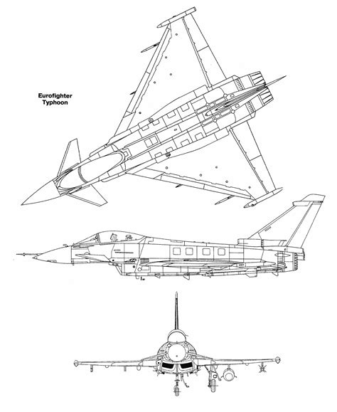 Eurofighter Typhoon Blueprint - Download free blueprint for 3D modeling