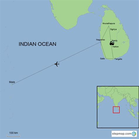 StepMap - Sri Lanka & The Maldives: Two Centre Tour - Landkarte für Germany