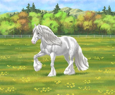 Dapple Gray White Gypsy Vanner Irish Cob Tinker Draft Horse Painting by ...