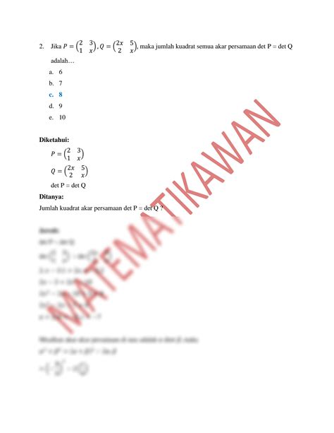 SOLUTION 6 Soal Matriks Studypool