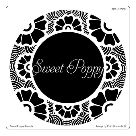 Sweet Poppy Stencil Retro Floral Aperture Circle Sweet Poppy Stencils