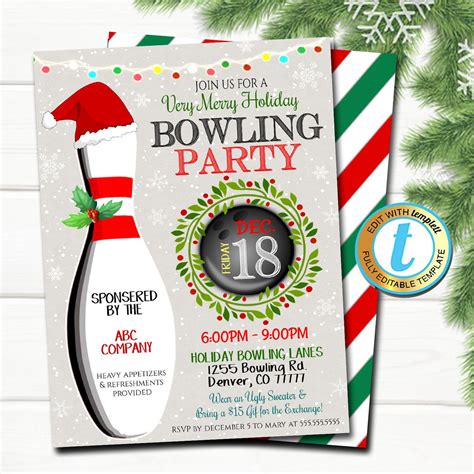 Christmas Bowling Party Invite | TidyLady Printables