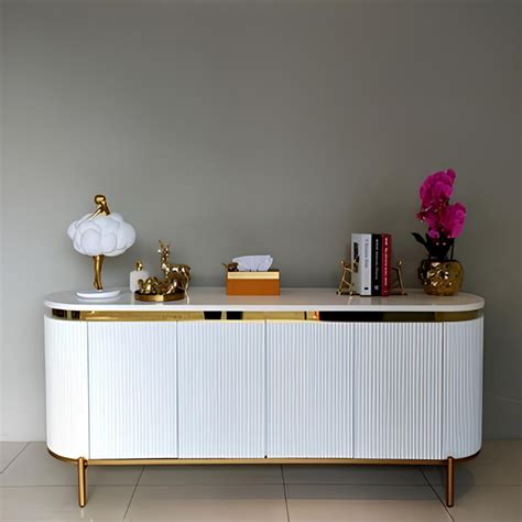 Jual Meja Credenza Putih Gold Meja Pajangan Minimalist Sideboards