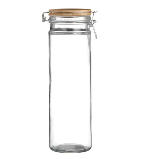 Glass Spaghetti Pasta Storage Jar With Bamboo Clip Top Lid 19l Storage