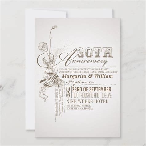 beautiful typography 30th anniversary invitations | Zazzle.com