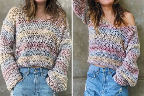 Busselton V Neck Crochet Sweater Free Crochet Pattern