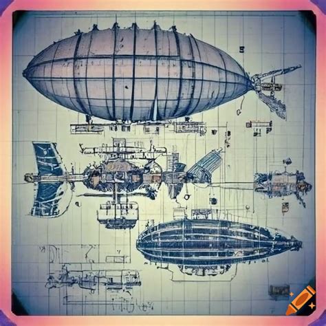 Steampunk Airship Blueprint On Craiyon