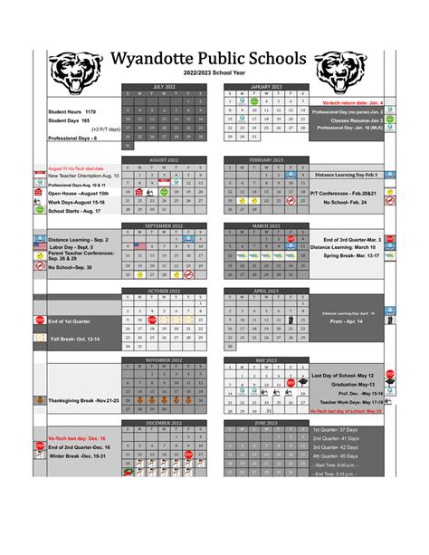 Wyandotte Public Schools Calendar 2023 - PublicHolidays.com