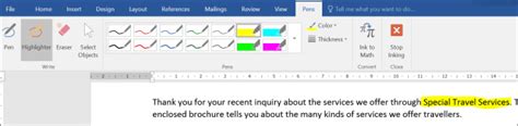 How To Activate And Use Inking In Word 2016