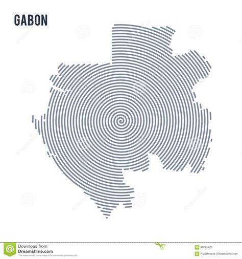 Vector O Mapa Chocado Sumário De Gabão As Linhas Espirais Isoladas