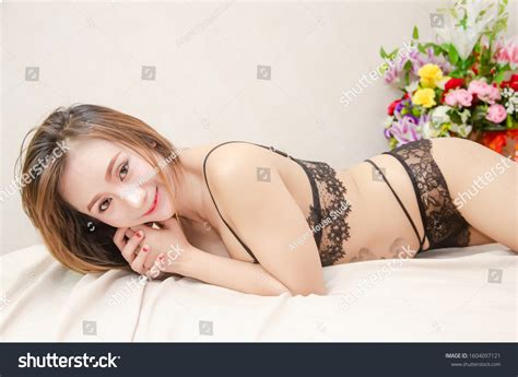 Sexy Beautiful Brunette Asia Woman Lying Stock Photo Shutterstock