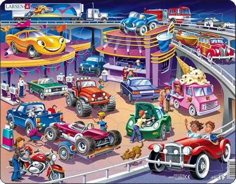 Larsen US19 Autostrada Vivace Pitstop Puzzle Incorniciato Con 58 Pezzi