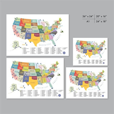 63 National Parks Map USA PRINTABLE Adventure Awaits US - Etsy