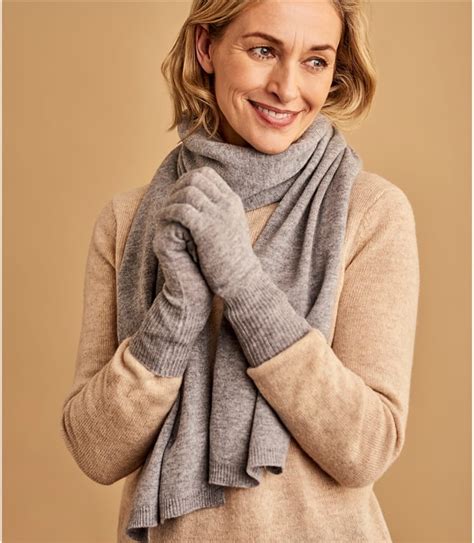 Grey Womens Cashmere Merino Classic Scarf Woolovers Uk