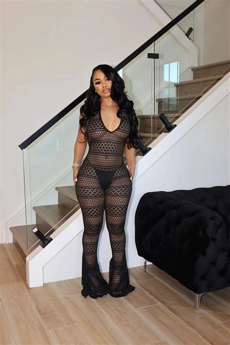 Mesh Club Jumpsuits - Sexy, See-Through, Flare Pant Rompers