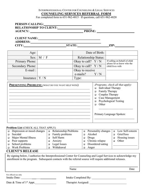 Counseling Referral Form