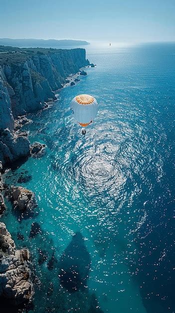 Premium Photo Parachute Descent Against A Clear Blue Sky