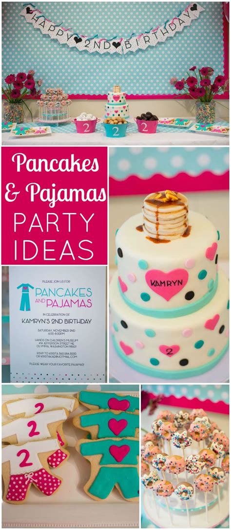 An Adorable Pancakes And Pajamas Party In Hot Pink And Turquoise See