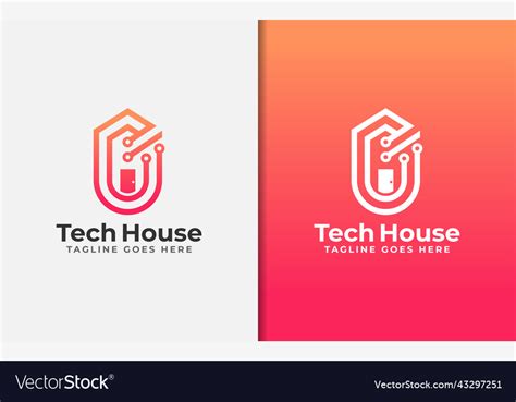 Abstract tech house logo design modern house Vector Image